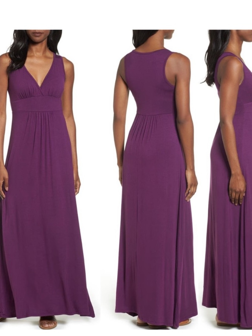 Loveappella V-Neck Jersey Maxi Dress, Size S